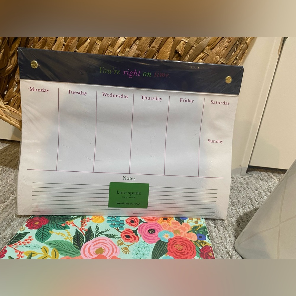 kate spade weekly planner pad - cream & green accents